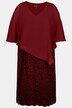 Vestido de noche, capa de gasa, jersey, dobladillo de encaje, mangas 3/4