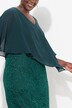 Aftenkjole, chiffonkappe, jersey, blondekant, 3/4 ærmer
