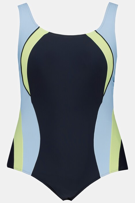 Costume da bagno senza coppe, con drappeggio sul seno e fascia sotto il seno