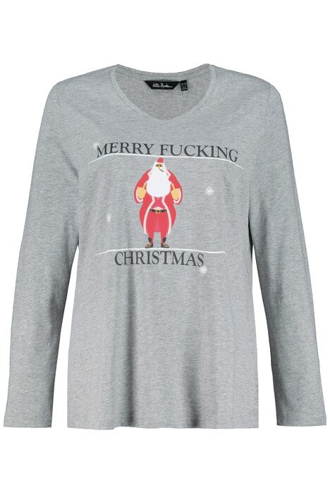 Tričko, Merry F***ing X-Mas, výstřih do V, dlouhé rukávy