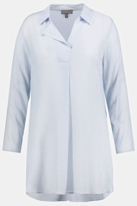 Tunique longue, structure, ligne A, col chemise, manches longues