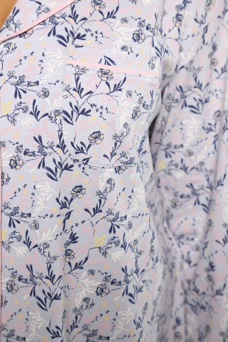 Chemise de nuit, look pyjama, fleurs, col à revers, manches longues