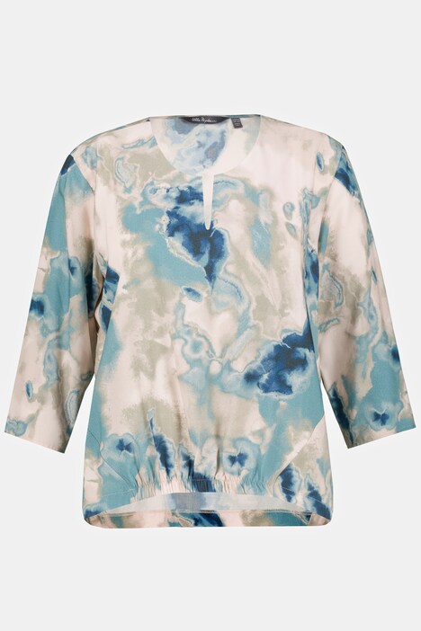 blouse, marmerprint, tuniekhals, 374-mouwen