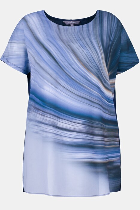 T-shirt, strepen, oversized, ronde hals, korte mouwen