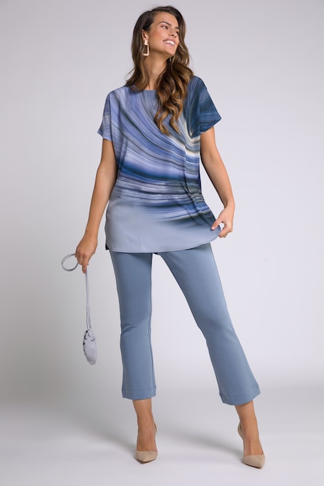 T-shirt, strepen, oversized, ronde hals, korte mouwen