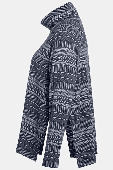Sudadera, costuras laterales abiertas, cuello enrollado, manga larga