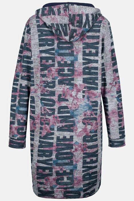 Sweatkleid, extra flauschig, Kapuze, Langarm, Wording Print