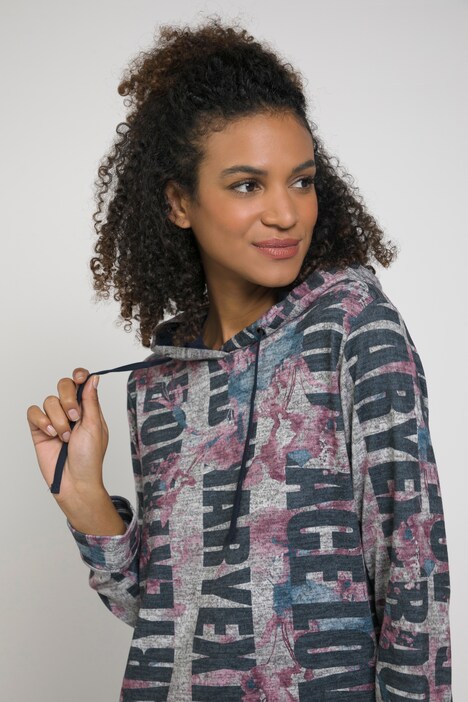Sweatkleid, extra flauschig, Kapuze, Langarm, Wording Print