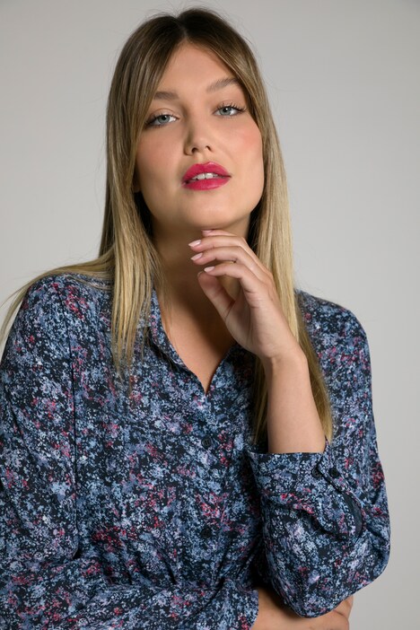 Pretty Print Button Front Classic Shirt Dress
