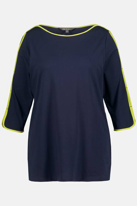 Pima Cotton Contrast Piping BoatneckTee