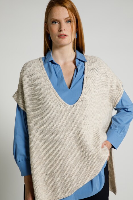 Open Collar Stretch Lyocell Blend Tunic Blouse