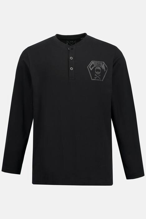 Maglia serafino con abbottonatura, maniche lunghe e stampa sul retro