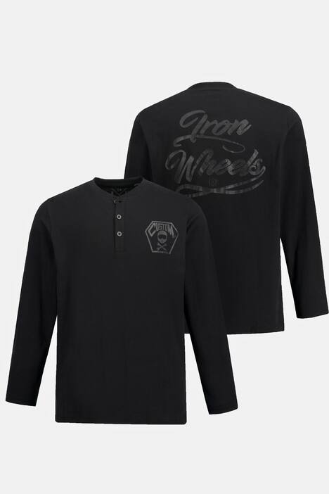 Maglia serafino con abbottonatura, maniche lunghe e stampa sul retro