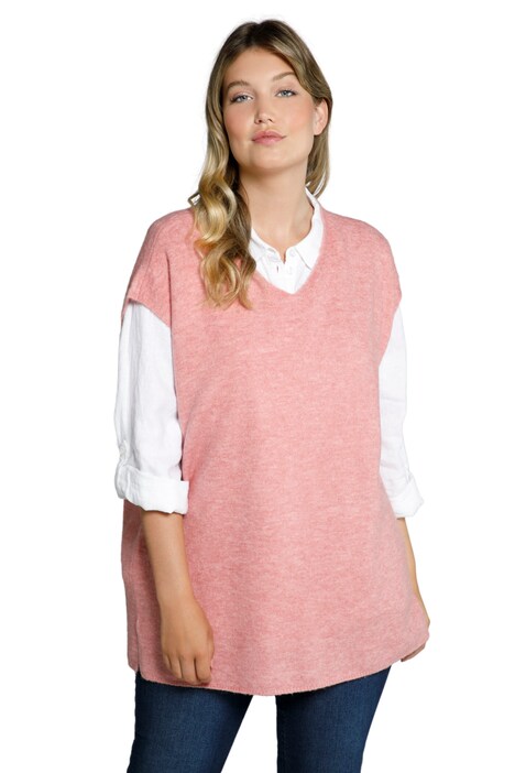 Svetr bez rukávů, oversize, výstřih do V, bez rukávů