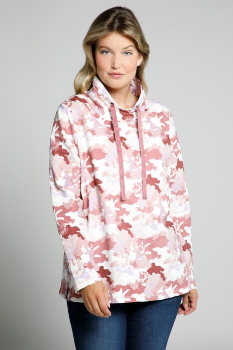 Sweat-shirt camouflage. Peace, col droit et manches longues