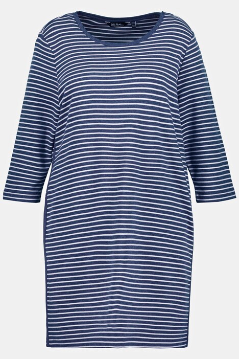 Robe sweat, rayures, ruban fantaisie, encolure arrondie, manches 3/4