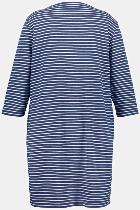 Robe sweat, rayures, ruban fantaisie, encolure arrondie, manches 3/4