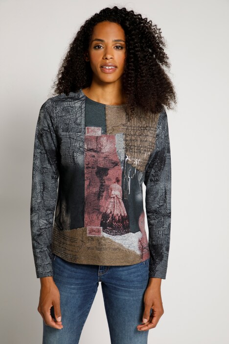 Sweatshirt, Patchlook, Rundhals, Langarm