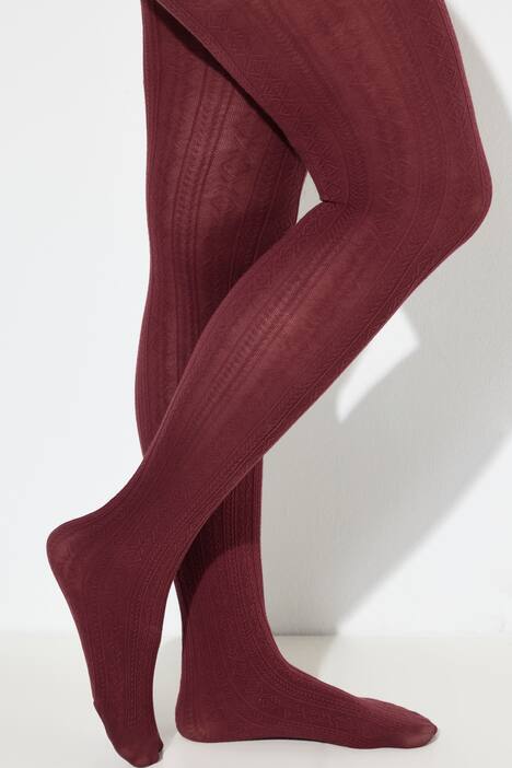 Collants chauds en maille, maille torsadée tendance