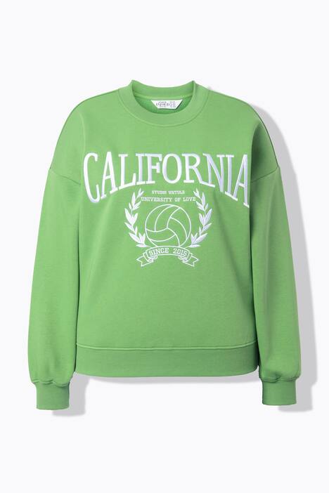 college sweater, oversized, ronde hals, lange mouwen, statement stiksel