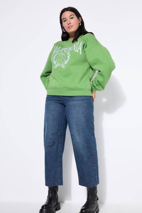 college sweater, oversized, ronde hals, lange mouwen, statement stiksel