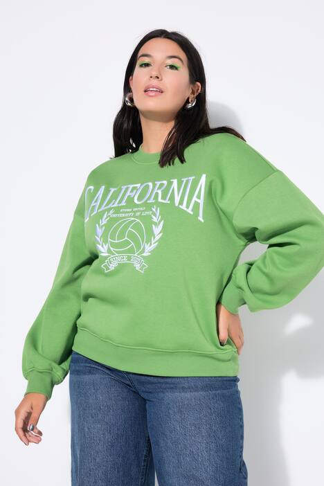 college sweater, oversized, ronde hals, lange mouwen, statement stiksel