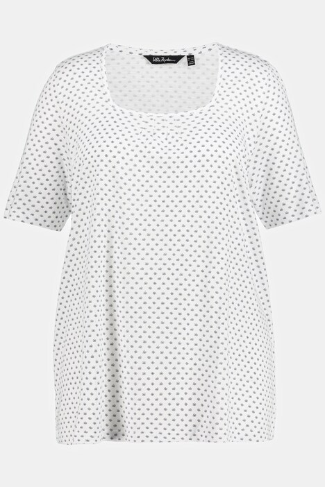 T-shirt, plooien, A-lijn, carréhals, korte mouwen