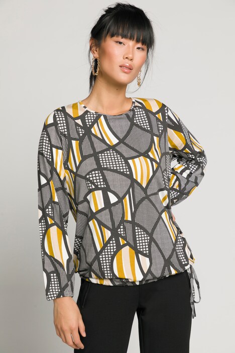 Shirt, grafischer Druck, Rundhals, Langarm, hochwertige Viskose