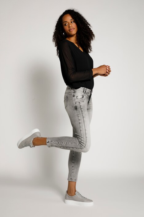 7/8-Jeans Julia, schmale Passform, Glitzer-Statement