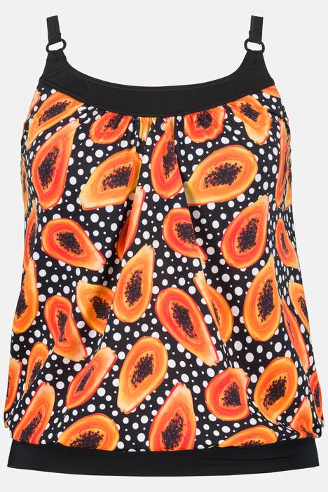 Dot Papaya Print Front Lined Blouson Tankini