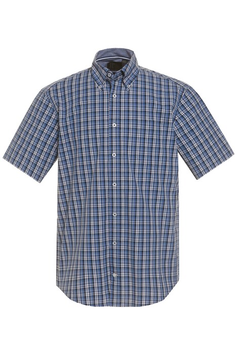 Košile, krátké rukávy, límec s knoflíky, kostkovaná, Modern střih, do 8XL