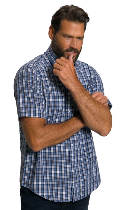 Košile, krátké rukávy, límec s knoflíky, kostkovaná, Modern střih, do 8XL