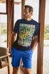 pyjama shirt, palmen fotoprint, korte mouwen