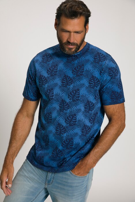 T-shirt con stampa allover, tintura a effetto olio e mezze maniche