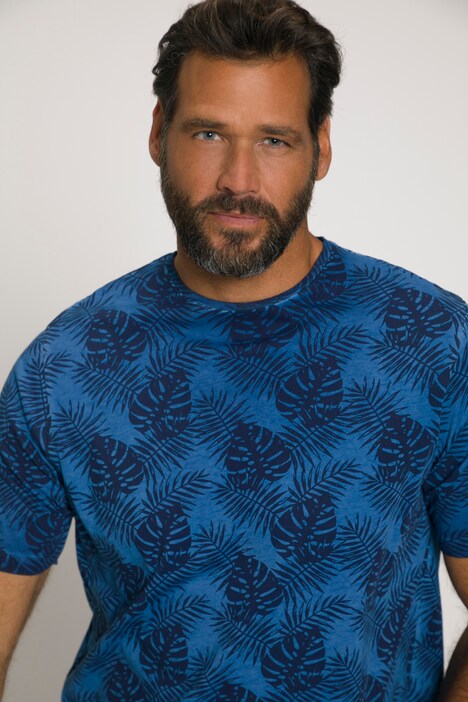 T-shirt con stampa allover, tintura a effetto olio e mezze maniche