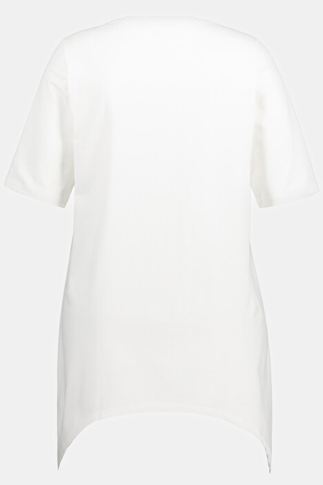 T-shirt dal taglio svasato con pizzo Sangallo, scollo a girocollo e mezze maniche