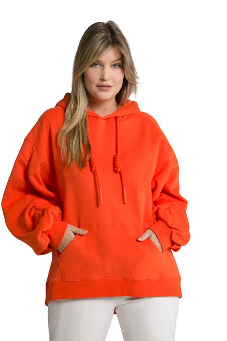 Mikina s kapucí, vázací stuha, oversize, dlouhé rukávy