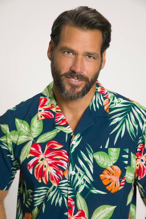 Chemise à manches courtes et col cubain, imprimé floral - coupe Modern Basic Fit