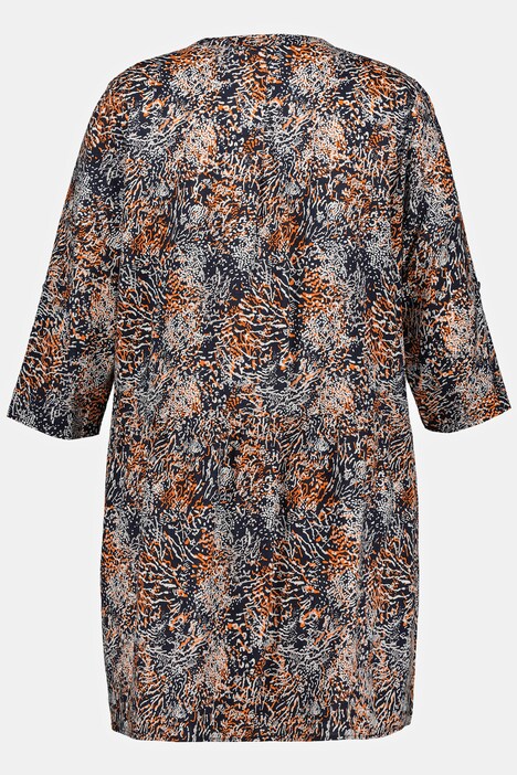 Sea Coral Print Button Front Tunic Dress