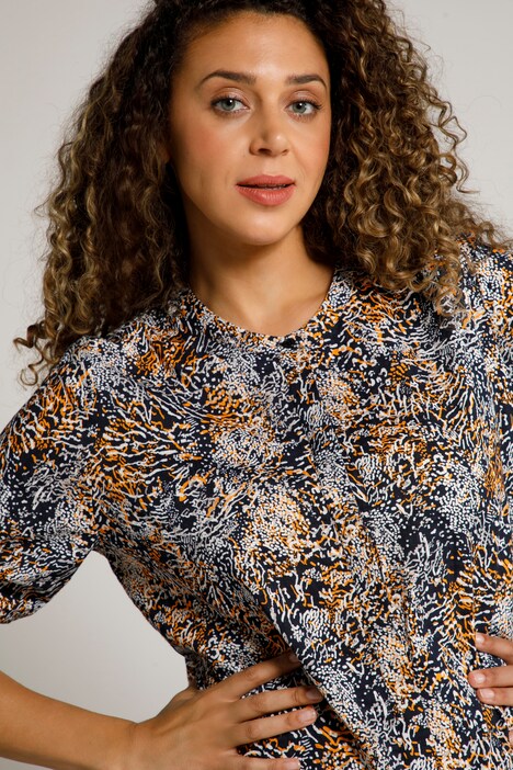 Sea Coral Print Button Front Tunic Dress