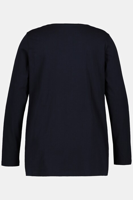 shirt, flockprint Bonjour, A-lijn, ronde hals, lange mouwen
