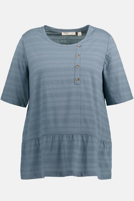 T-shirt dal taglio svasato in cotone biologico con abbottonatura, scollo a girocollo e mezze maniche