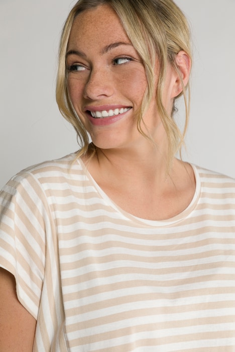 T-shirt, rayures, ligne A, col rond, manches courtes