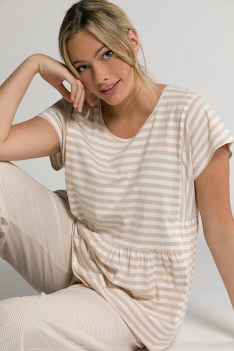 T-shirt, rayures, ligne A, col rond, manches courtes