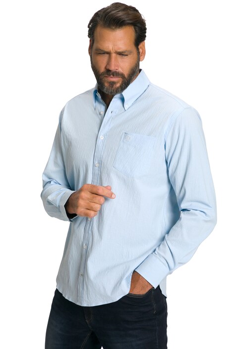 Košile, dlouhé rukávy, Seersucker, límec s knoflíky, Modern střih, do 8XL