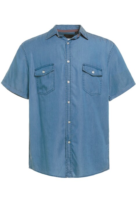 Džínová košile, krátké rukávy, Kent límeček, Modern střih, do 8XL