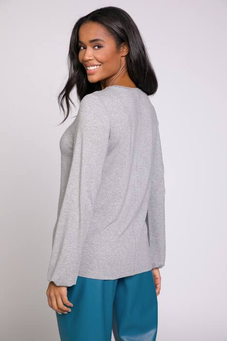 Langarm-Shirt Identity, Rundhals, Strass-Statement, hochwertige Viskose