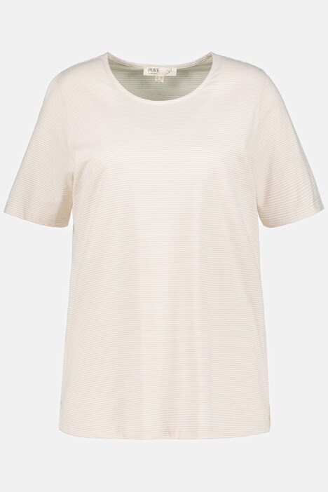 Maglia del pigiama in cotone biologico a righe con scollo a girocollo e mezze maniche