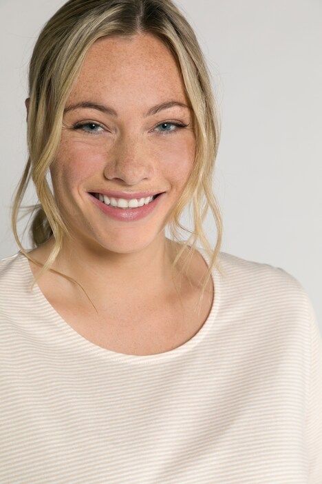 Maglia del pigiama in cotone biologico a righe con scollo a girocollo e mezze maniche