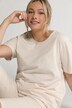 Maglia del pigiama in cotone biologico a righe con scollo a girocollo e mezze maniche
